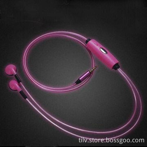 3.5mm Wired Stereo Earphone, Cable Can Flash Light with Music Rhythm